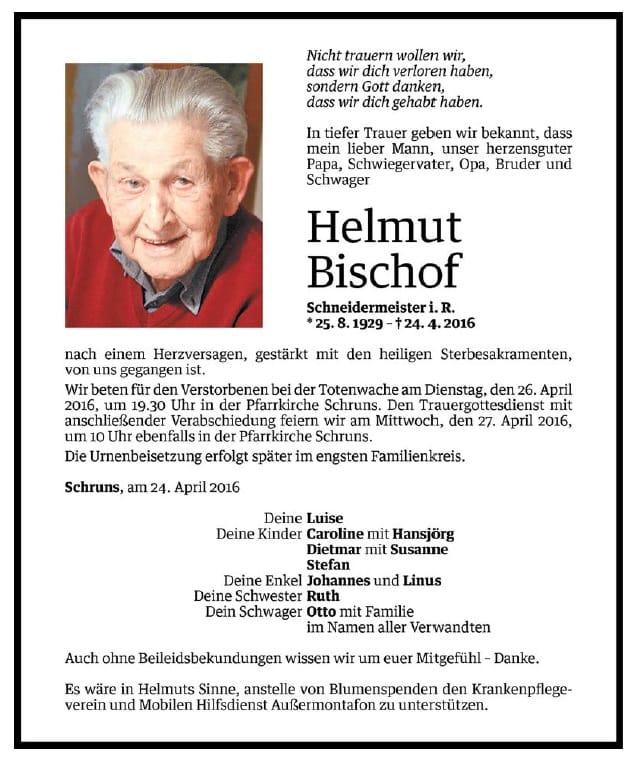 Helmut Bischof 1929 2016 2 2